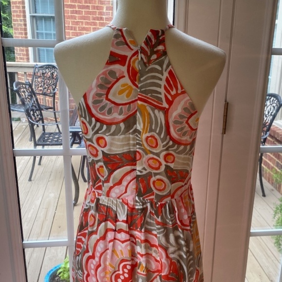 Loft Pink and Orange Tropical Halter Maxi Dress - Picture 9 of 9